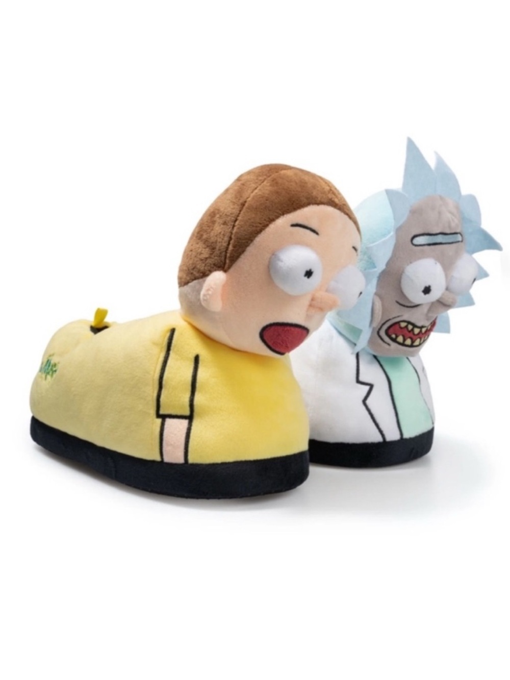 Rick and Morty Plush Slip-On Slippers - Yellow Morty & White Rick
